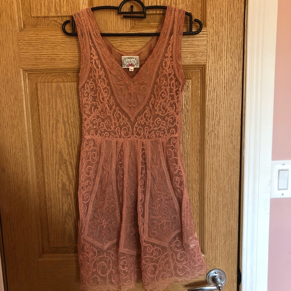 Baraschi Dusty Rose Sheer Embroidered Dress
